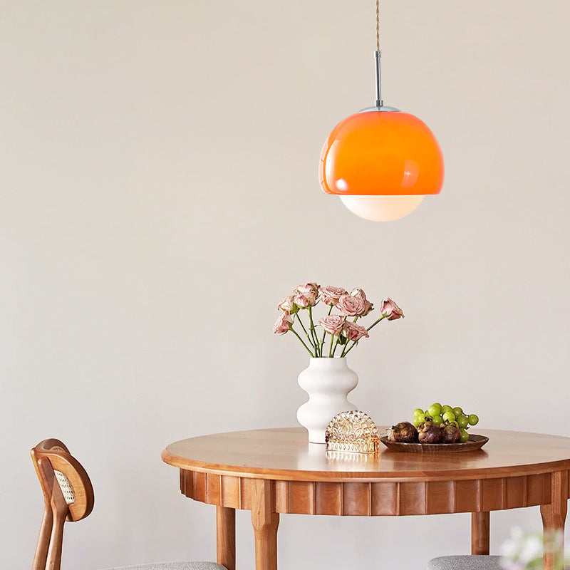 Lámpara Retro Cosmia Colgante | Space Age Naranja & Cromo · Ámbarina