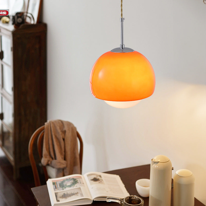 Lámpara Retro Cosmia Colgante | Space Age Naranja & Cromo · Ámbarina