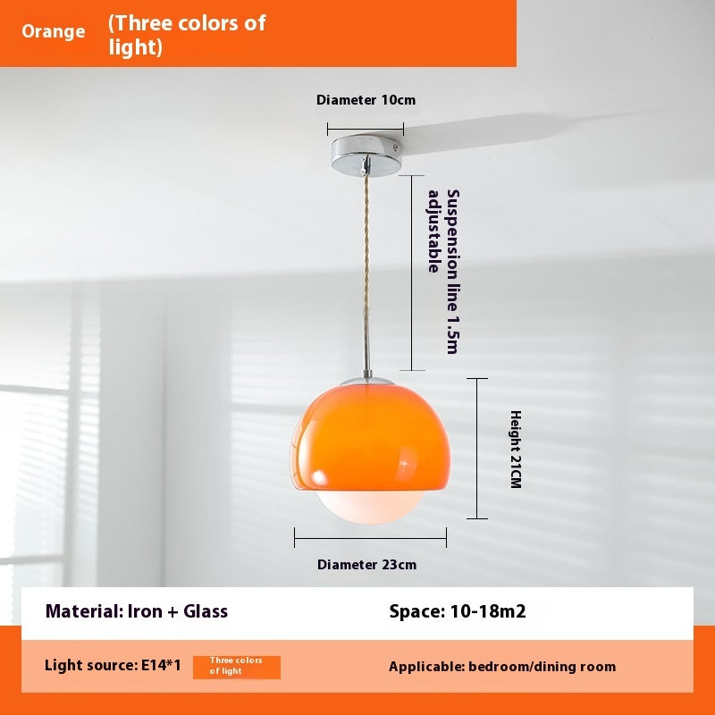 Lámpara Retro Cosmia Colgante | Space Age Naranja & Cromo · Ámbarina