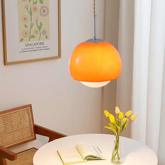 Lámpara Retro Cosmia Colgante | Space Age Naranja & Cromo · Ámbarina